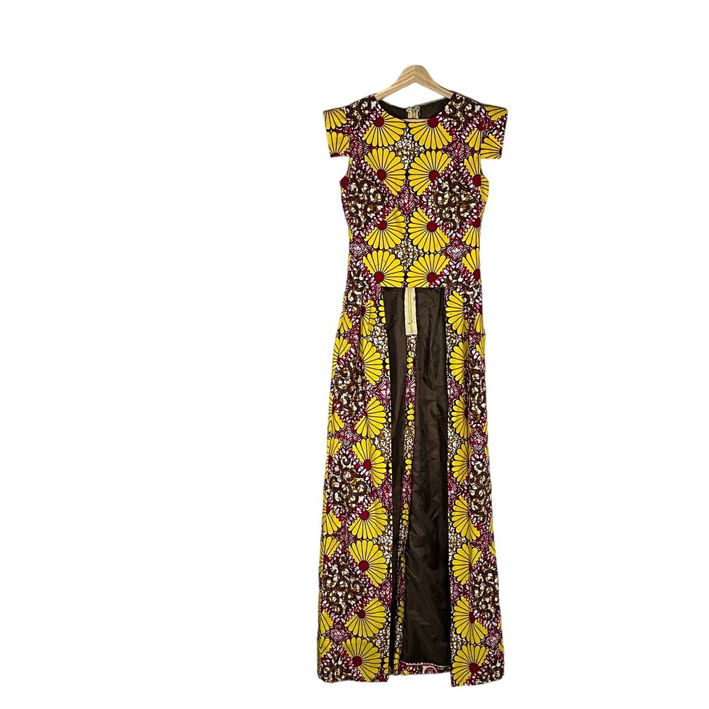 Womens ankara African print shirt with long train